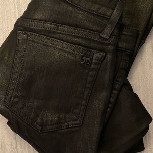 Joes Skinny Mid Rise Black Coated Jeans